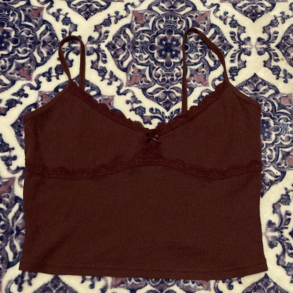 burgundy lace tank top